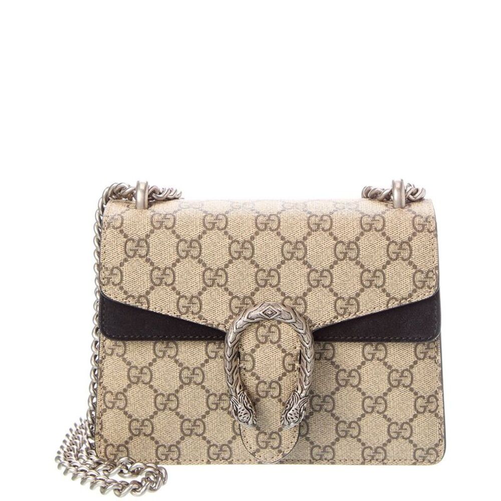 Gucci Black Coated Canvas & Leather Dionysus Shoulder Bag Mini (Authentic